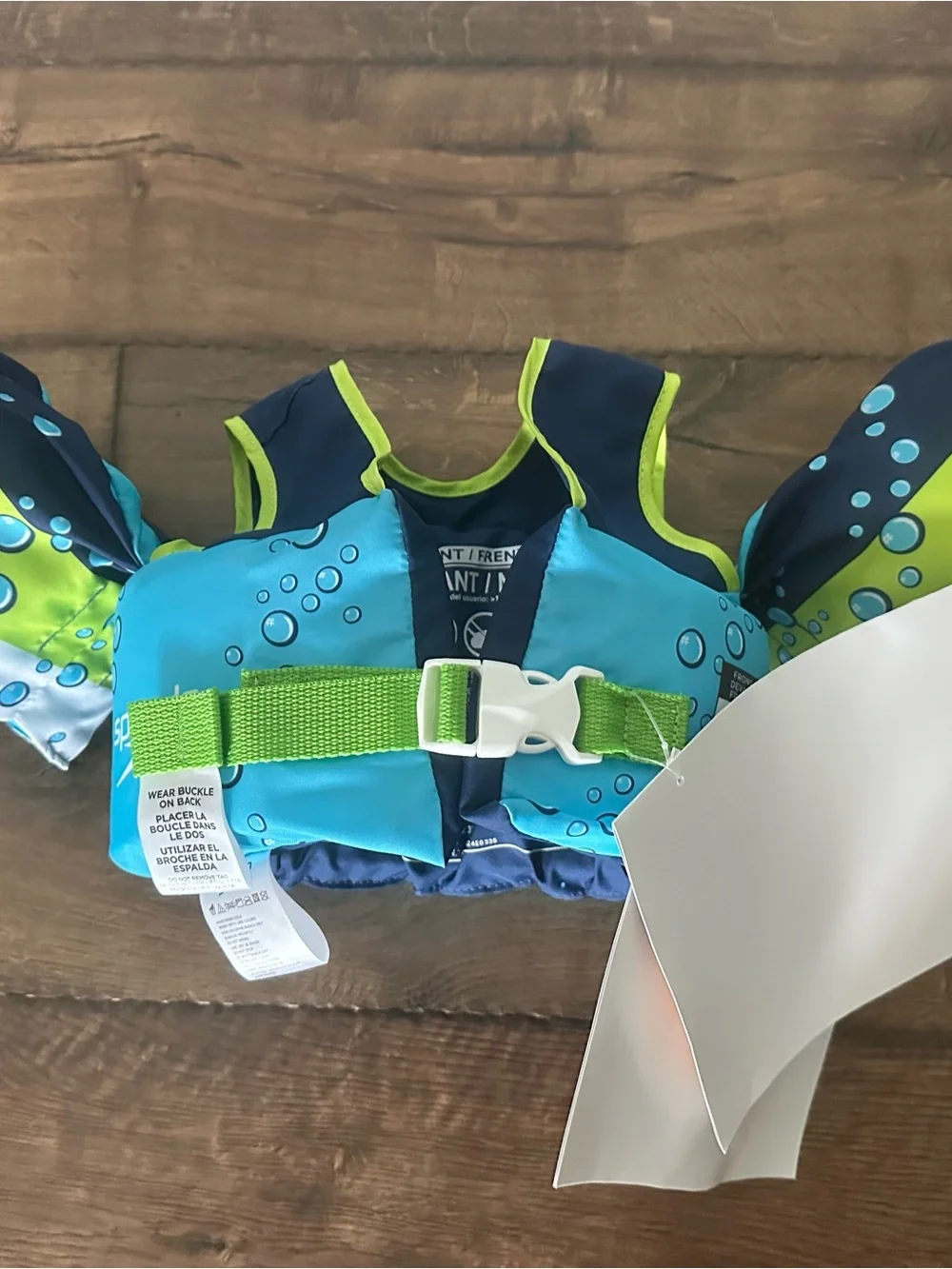 NWT Speedo Kids Swim Vest in Aqua, Lime & Navy with shark Print